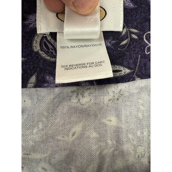 VINTAGE Y2K 90s Women Midi Skirt Talbots purple floral rayon Cottagecore 14 - Picture 5 of 8